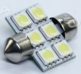 Лампа LED C5W 12V  2шт T11x31-S8.5(6SMD,size 5050)  WHITE   TEMPEST - фото