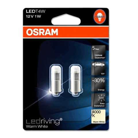 Лампа OSRAM LED Premium 12 V T4W 1W BA9S 4000K  2 шт 