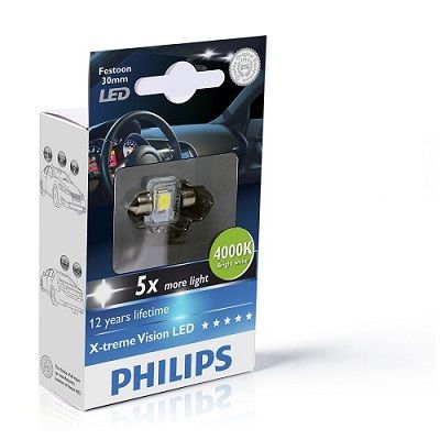 Лампа Philips LED 12В C5W 10,5x30 X-tremeVision LED 1W SV8,5-8 4000K