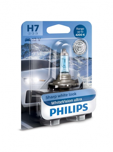 Лампа H7 12V 55W PX26d H7 WhiteVision ULTRA +60 4200K 1шт Philips