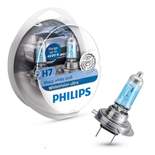 Лампа H7 12V 55W PX26d H7 WhiteVision ULTRA +60 4200K 2шт Philips