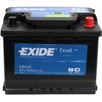 Акумулятор Exide 6СТ-62 АзE EXCELL EB620 62Ah-12v (242х175х190),R,EN540