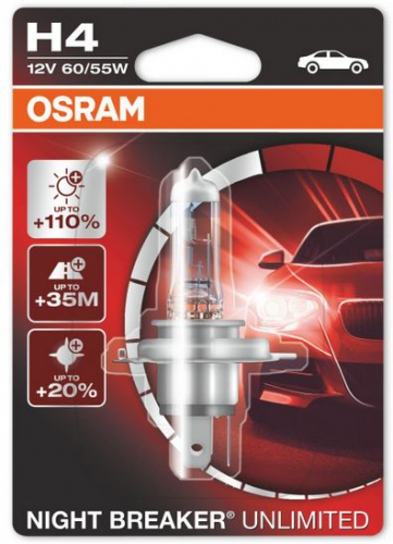 OSRAM NIGHT BREAKER UNLIMITED H4 12V 60/55W P43t 1шт