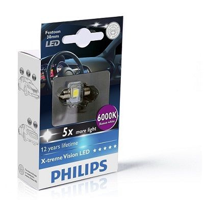 Лампа Philips LED 12В C5W 10,5x30 X-tremeVision LED 1W SV8,5-8 6000K