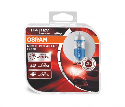 OSRAM NIGHT BREAKER LASER H4 12V 60/55W P43t 2шт
