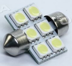 Лампа LED C5W 12V  2шт T11x31-S8.5(6SMD,size 5050)  WHITE   TEMPEST