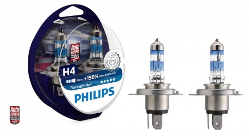 Лампа H4 12V 60/55W P43t-38 RacingVision +150 more light 2шт Philips