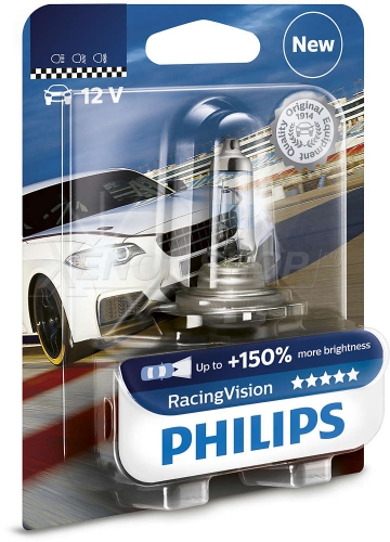 Лампа H4 12V 60/55W P43t-38 RacingVision +150 more light Philips