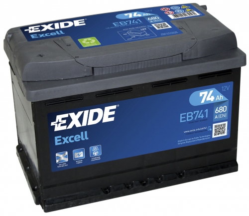 Акумулятор Exide 6СТ-74 Аз EXCELL EB741 74Ah-12v (278х175х190),L,EN680