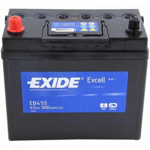 Акумулятор Exide 6СТ-45 Аз EXCELL Азія EB455 45Ah-12v (234х127х220), L, EN330