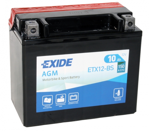 Акумулятор Exide 6СТ-10 Аз AGM ETX12-BS 10Ah-12v (150х87х130) L, EN150