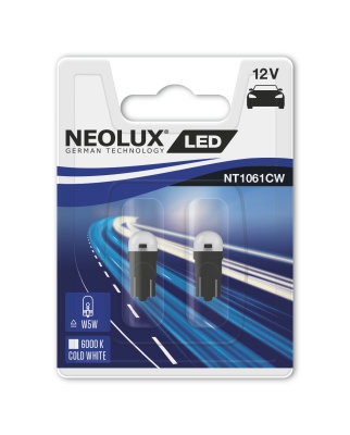 Лампа NEOLUX LED W5W 12V 0,5W 6000K  W2,1X9,5D 2шт