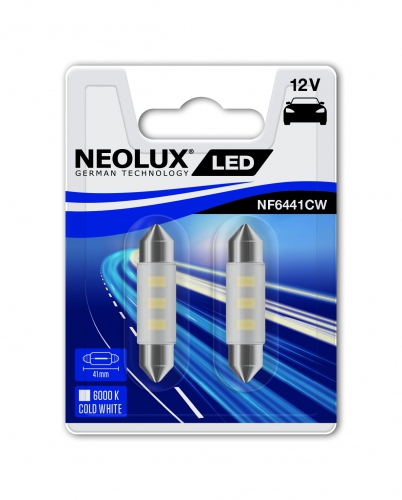 Лампа NEOLUX LED C5W 12V 0,5W 6000K SV8,5-8 2шт 41mm