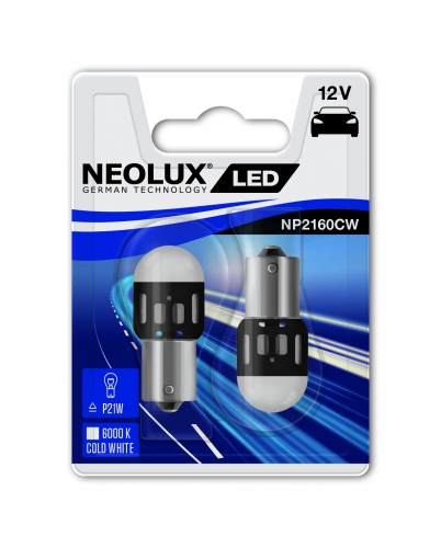 Лампа NEOLUX LED P21W 12V 1.2W 6000K BA15s 2шт