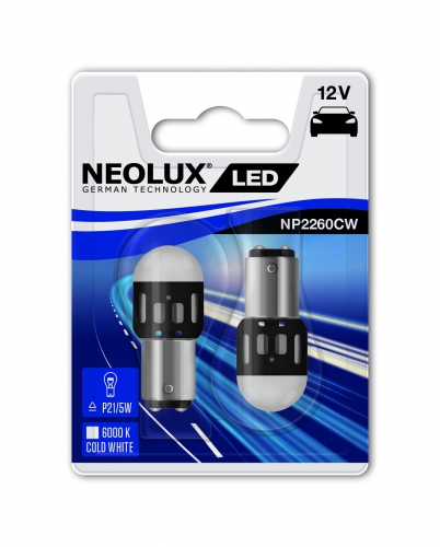 Лампа NEOLUX LED P21/5W 12V 1.2W 6000K BAY15D 2шт