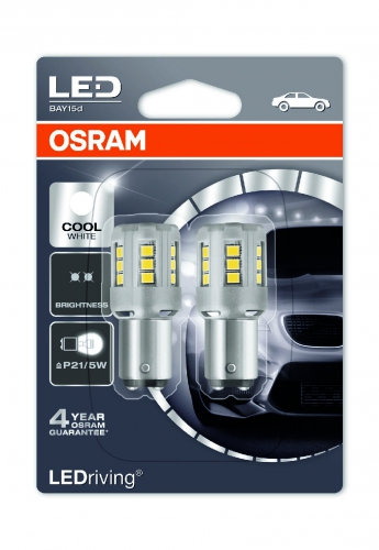 Лампа OSRAM LED Standard P21/5W 12V 2/0,4W BAY15d 6000K 2шт