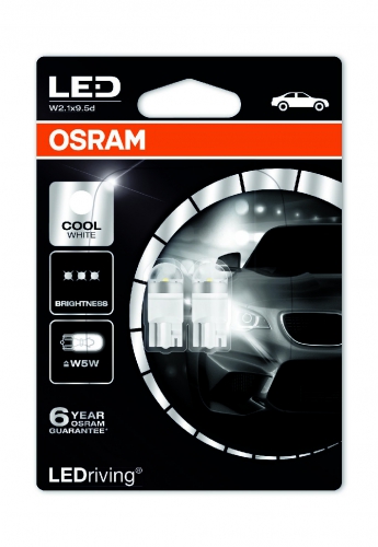 Лампа OSRAM LED Premium W5W 12V 1W W2.1X9.5D 6000 K cool white 2шт