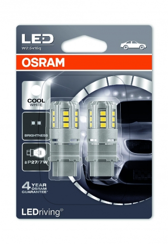 Лампа OSRAM LED Standard P27/7W 12V 2,5W  W2.5X16q 6000K 2шт