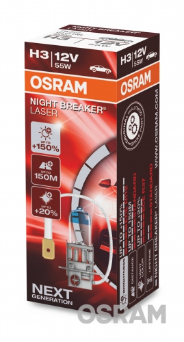 OSRAM H3 12V 55W PK22S NIGHT BREAKER® LASER +150%