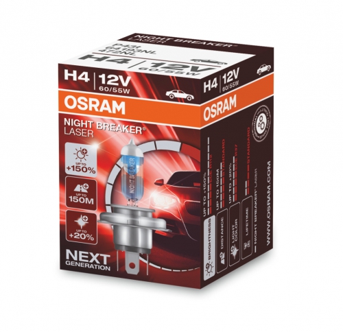 OSRAM H4 12V 60/55W P43T / NIGHT BREAKER® LASER +150%