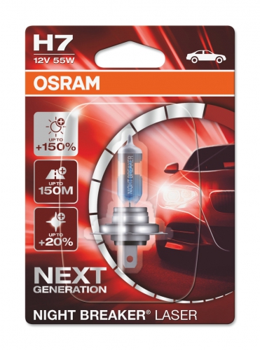 OSRAM H7 12V 55W PX26D / NIGHT BREAKER® LASER +150% блістер