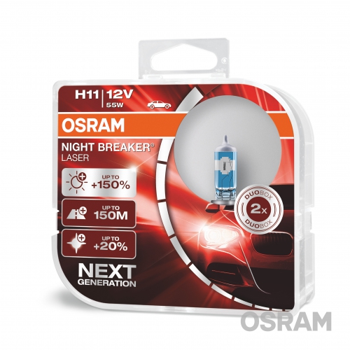 OSRAM H11 12V 55W PGJ19-2 NIGHT BREAKER® LASER +150% 2шт
