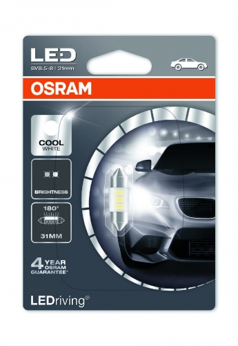 Лампа OSRAM LED Standard C5W 12V 0,5W  SV8.5-8 6000K 1шт 31mm