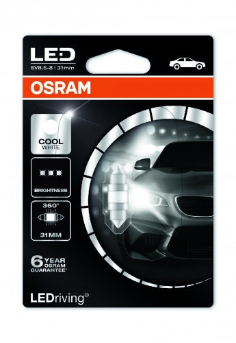 Лампа OSRAM LED Premium 12 V C5W 1W 6000K SV8,5-8 cool white  31mm
