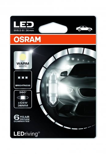Лампа OSRAM LED Premium 12 V C5W 1W 4000K SV8,5-8 White warm  36mm