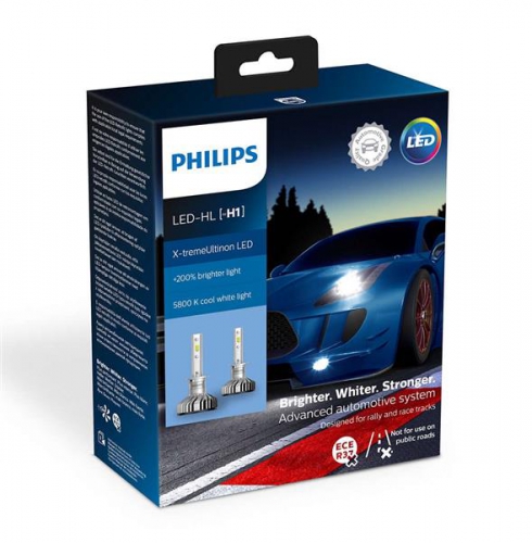 Лампа Philips LED H1 LED 12V 20W 5800K P14,5S / X-TREMEULTINON LED +200% 2ШТ.