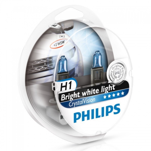 Лампа H1 12V 55W P14,5s Cristal Vision+ W5W 4300K Philips