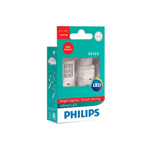 Лампа W21/5, 12V, 1,9W W3x16d LED Ultinon RED 2шт Philips