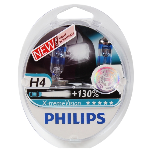 Лампа H4 12V 60/55W P43t-38 X-treme VISION +130% Philips