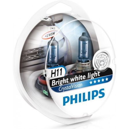 Лампа H11 12V 55W PGJ19-2 Cristal Vision+ W5W 4300K к-кт 2шт Philips