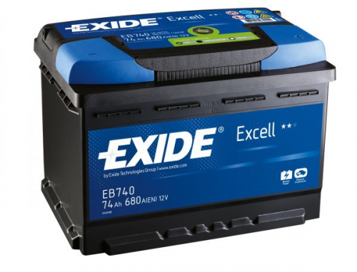 Акумулятор Exide 6СТ-74 АзE EXCELL EB740 74Ah-12v (278х175х190),R,EN680