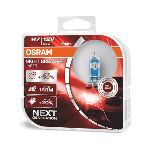 OSRAM H7 12V 55W PX26D NIGHT BREAKER® LASER +150% 2шт